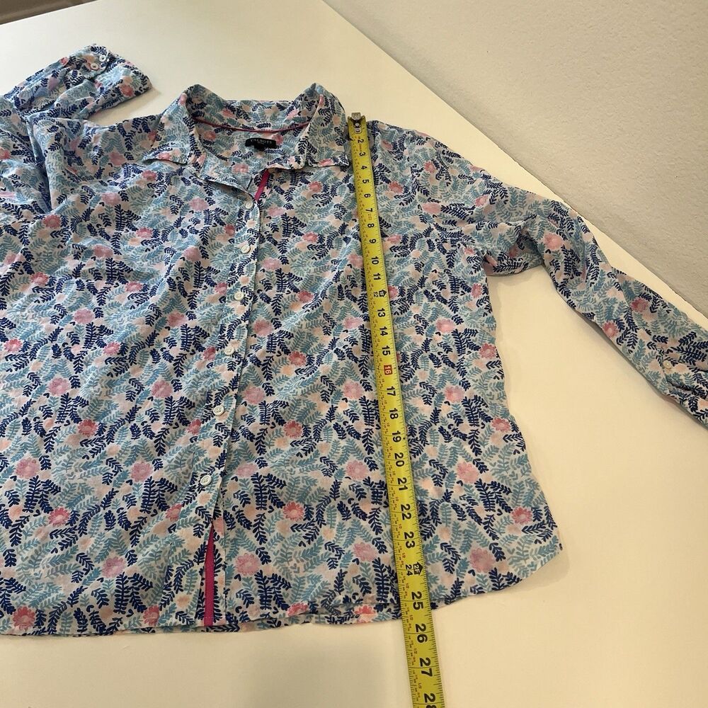 Talbots CLASSIC COTTON SHIRT FLORAL FERNS Button-Up top women’s XL petite - Picture 8 of 8